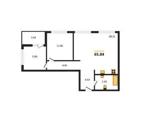 2-к квартира, вторичка, 66м2, 9/16 этаж