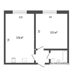 2-к квартира, вторичка, 41м2, 4/5 этаж