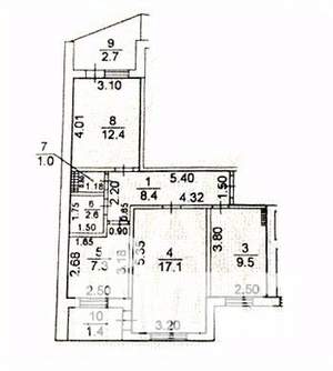 3-к квартира, вторичка, 58м2, 5/9 этаж