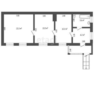 3-к квартира, вторичка, 65м2, 2/2 этаж