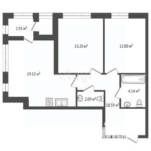 2-к квартира, вторичка, 63м2, 14/20 этаж