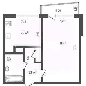 1-к квартира, вторичка, 36м2, 2/9 этаж