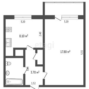 1-к квартира, вторичка, 34м2, 4/9 этаж