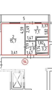 1-к квартира, вторичка, 35м2, 6/9 этаж