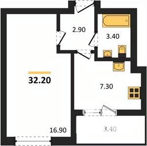 1-к квартира, вторичка, 32м2, 17/19 этаж