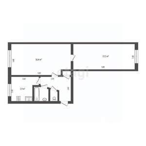 2-к квартира, вторичка, 44м2, 1/5 этаж