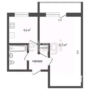 1-к квартира, вторичка, 28м2, 4/5 этаж
