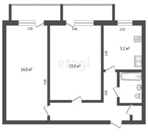 2-к квартира, вторичка, 45м2, 3/5 этаж