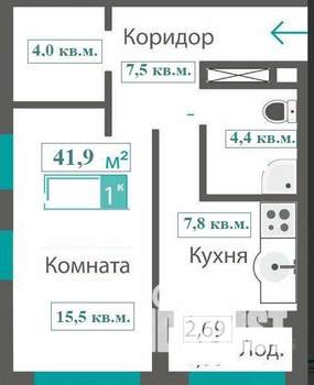 1-к квартира, вторичка, 39м2, 5/8 этаж