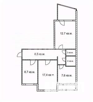 3-к квартира, вторичка, 68м2, 8/9 этаж