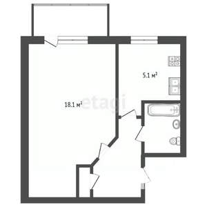 1-к квартира, вторичка, 29м2, 4/5 этаж