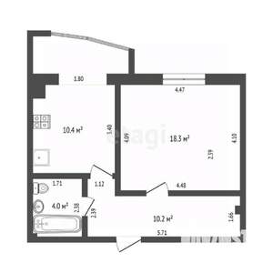 1-к квартира, вторичка, 43м2, 1/10 этаж
