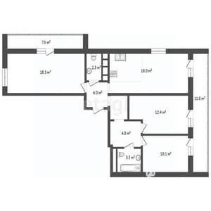 3-к квартира, вторичка, 95м2, 5/7 этаж