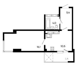 Студия квартира, вторичка, 41м2, 15/16 этаж