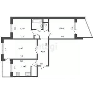 3-к квартира, вторичка, 66м2, 4/9 этаж