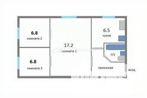 3-к квартира, вторичка, 44м2, 1/2 этаж