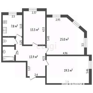 3-к квартира, вторичка, 83м2, 1/2 этаж