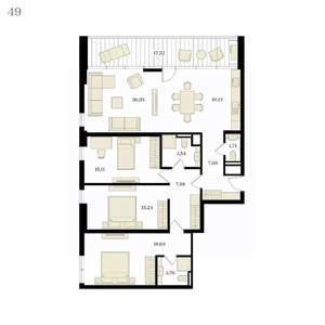 4-к квартира, вторичка, 124м2, 10/12 этаж
