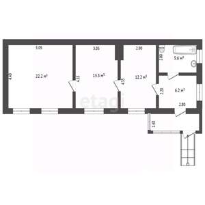3-к квартира, вторичка, 65м2, 2/2 этаж