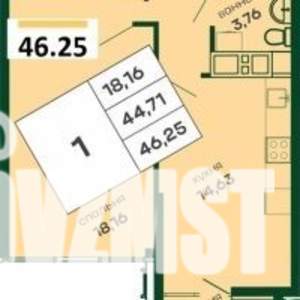 1-к квартира, вторичка, 46м2, 10/16 этаж
