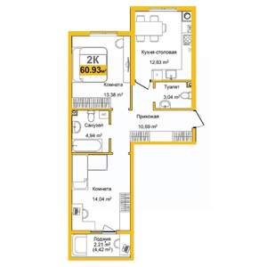 2-к квартира, вторичка, 27м2, 1/9 этаж