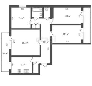 4-к квартира, вторичка, 83м2, 6/9 этаж
