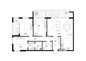 3-к квартира, строящийся дом, 117м2, 4/8 этаж