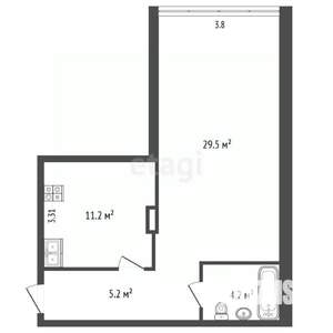 1-к квартира, вторичка, 50м2, 10/10 этаж