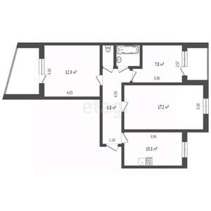 3-к квартира, вторичка, 59м2, 3/9 этаж