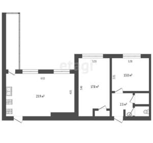 2-к квартира, вторичка, 51м2, 3/9 этаж