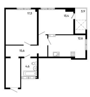 2-к квартира, строящийся дом, 67м2, 6/16 этаж