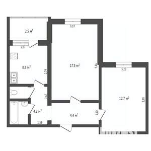 2-к квартира, вторичка, 54м2, 1/10 этаж
