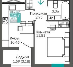 1-к квартира, вторичка, 30м2, 9/9 этаж