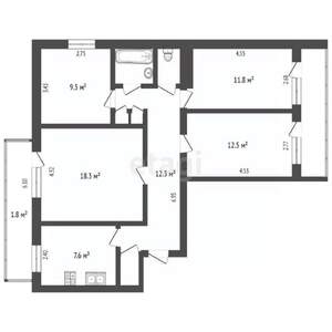 4-к квартира, вторичка, 83м2, 6/9 этаж