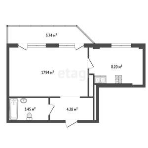 1-к квартира, вторичка, 34м2, 9/10 этаж