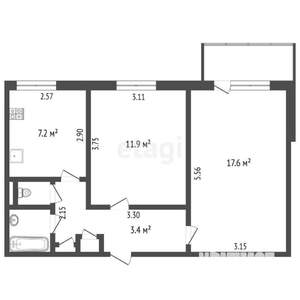 2-к квартира, вторичка, 49м2, 9/9 этаж