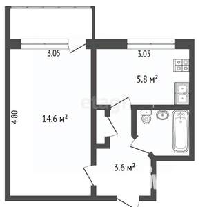 1-к квартира, вторичка, 30м2, 3/5 этаж