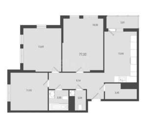 3-к квартира, вторичка, 77м2, 5/16 этаж