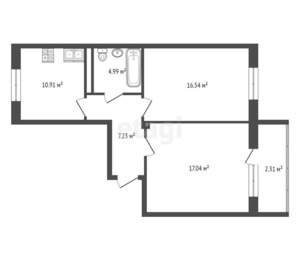 2-к квартира, вторичка, 59м2, 9/10 этаж