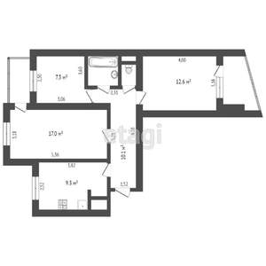 3-к квартира, вторичка, 70м2, 7/9 этаж
