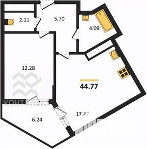 1-к квартира, вторичка, 45м2, 8/16 этаж