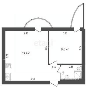 Студия квартира, вторичка, 48м2, 2/5 этаж
