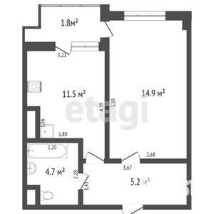 1-к квартира, вторичка, 39м2, 7/11 этаж