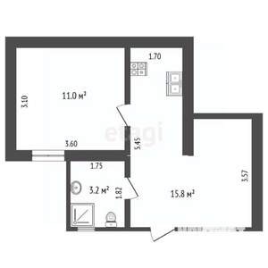 1-к квартира, вторичка, 30м2, 1/1 этаж
