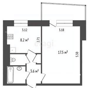 1-к квартира, вторичка, 35м2, 9/9 этаж