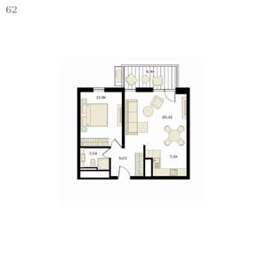 2-к квартира, вторичка, 53м2, 12/12 этаж