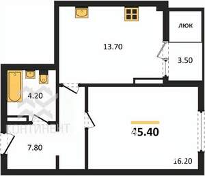 1-к квартира, вторичка, 45м2, 8/16 этаж