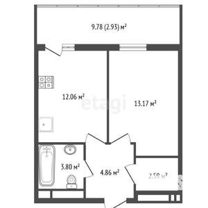 1-к квартира, вторичка, 46м2, 5/17 этаж