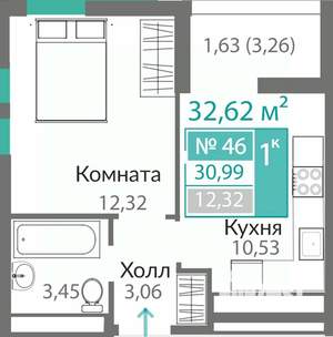 1-к квартира, вторичка, 31м2, 6/8 этаж