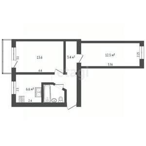 2-к квартира, вторичка, 43м2, 5/5 этаж
